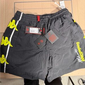 Kappa Black Shorts with Neon Yellow Logos